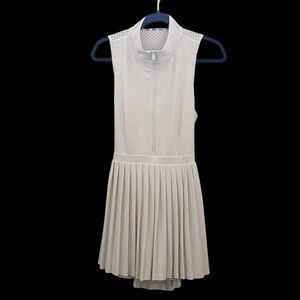 Prince Ivory Mesh Pickleball Sleeveless Dress with Shorts. Size M. Zip Front.